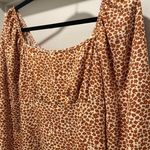 SheIn Cream & Orange Ditsy Floral Long-Sleeve Square Neck Mini Dress - S Photo 4