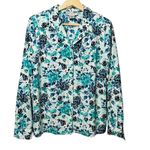Leslie Fay Vintage Womens Floral Dress Blouse Blue White Top Shirt Size P 10 u Photo 0