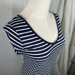 Toad&Co Eco Organic Cotton Blend Striped Midi Dress Navy White Small Nautical Blue Photo 2
