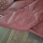 Burgundy leather like jacket size small women's, super cute style by do… Red Photo 3