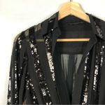 ZARA  Black Draped Sequin Wrap Long Sleeve Blouse S Photo 3