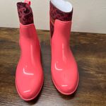 Coach Rivington Rain Bootie 5 Pink Rubber Outdoor Pull On Signature Ankle New Photo 7
