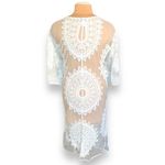 Rachel Zoe Kimono Sheer White Embroidered Lace Long Open Front Boho Swim Coverup Photo 4