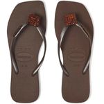 Havaianas NWOT Slim Crystal Square Elegance Flip Flops Sandals in Dark Brown Photo 0