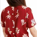 Madewell  Crimson Red Bird of Paradise Button Back Top Blouse L9189 Size XS Photo 1