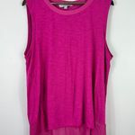 Adrienne Vittadini Womens Tank Top XXL Pink Sheer Hem Barbiecore Romantic Resort Photo 0