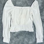 None White Puff Sleeve Peplum Top Blouse Size XS Photo 2