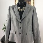 STRESA ASL Women's Blazer Button Gray Stripe 12P Jacket Long Sleeve Open Front Size 12 Photo 1