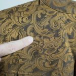 VTG 100% Silk Brown Gold Paisley Long Sleeve Maxi Dress Sz 10 Retro 80s Prairie Brown Photo 5