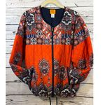 Women's Ruby Rd. Orange Navy Blue Quilted Bomber Jacket 18W Photo 0