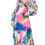 One33 Social Whimsical Watercolor Cutout Long Sleeve Maxi Dress Photo 1