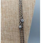 EXPRESS Gray Gunmetal Double Layered 34" Chain Necklace Clear Crystal Stations Photo 4