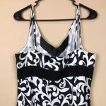 Ann Taylor  Women’s Leaf Print Chain Link Strap Detail Black White Tank Dress Photo 7