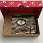 Fossil Coin Purse Pouch Leather Zipper ID Window Key Charm Pewter Gold Brown Photo 1