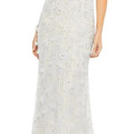 Mac Duggal  93686 Floral Applique Gown Dress White Size 4 NWT‎ Photo 0