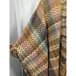 Chevron Knit Shawl Wrap Womens One Size Multicolor Fringe Boho Poncho Ruana Photo 3