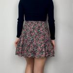 Hippie Laundry Black & Red Floral Flower-Pattern Tiered Chiffon Mini Skater Skirt | Photo 4