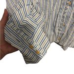 Democracy  Three Quarter Tucked Sleeve Button Down Spliced Stripe Woven Shirt Photo 2