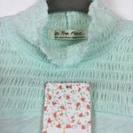 Free People NWT  Caroline Aqua Smocked Turtleneck Lightweight Jersey Top Small Photo 5