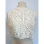 Cropped Cable Knit Cream Sleeveless Sweater Size Large Photo 2