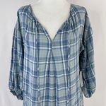 Max Studio New  Plaid Ruffle Hem Balloon Sleeve Babydoll Dress Blue Photo 2