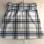 SheIn B15 New Womens  Plaid Skirt with Belt Off White/Faded Black Size Small Photo 0