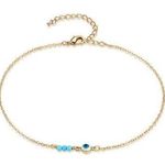 18K Gold Plated Adjustable Evil Eye Dainty Charm Anklet for Women Photo 0