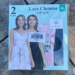 Flora Nikrooz 2-Pack V-Neck Lightweight Soft Lace Trim Chemise XL Navy Floral Photo 8