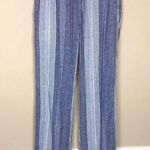 Old Navy  Women’s Linen Blend Striped Blue White Pull On Straight Leg Pants Photo 0