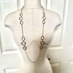 Ann Taylor gold tone black beaded long necklace Photo 0
