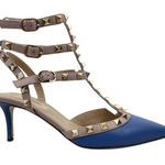 Valentino Garavani Rockstud 65mm Leather Caged Pump Blue Pink Size 36.5 Photo 0