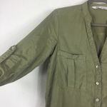 ZARA  Army Green Babydoll Ruffle Button Oversized Mini Dress XS Lightweight Beach Photo 9