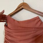 Salmon orange pink mesh ruched strapless corset top bustier SMALL Photo 2