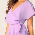 DO+BE  Lavender Ruffle Wrap Romper Open Back Tie Waist Dressy One-Piece S Photo 0