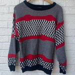 Vintage Inner Visions by Ship n Shore Red Black and White Knit Pullover Sweater Photo 0