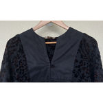 Organza Paris Black Sheer Velvet Burnout Floral Peasant Blouse Whimsigoth Small Photo 1