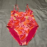 Old Navy Pink and Orange One Piece Swimsuit Floral Design Photo 0