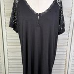 Torrid  Black Super Soft Slub V Neck Lace Sleeve Raglan Henley T-Shirt-1X Photo 0