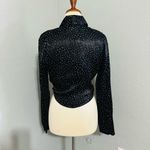ZARA Women Black Polka Satin Effect Long Sleeves Bohemian V-Neck Tied Top Sz M Photo 12