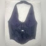 Urban Outfitters  Out From Under Hot Stuff Halter Style Denim Corset in Navy Blue Photo 4