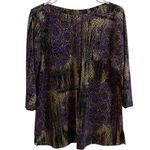 cj banks  Blouse Size XL Purple Yellow Boat Neck Whimsical Grunge Goth Mature Photo 0
