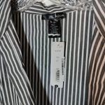 AQUA NWT Black White Long-Sleeve Mini Sheath Striped Shirt Dress Size M Photo 6