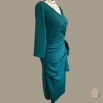 XScape Emerald Green Draped Ruffle Sheath Dress Women’s Size 6 Made in USA Photo 2