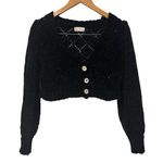 Altar'd State Altar’d State Long Sleeve Cropped Chenille 3 Button Cardigan Black Size Small Photo 0