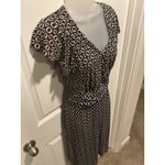 Y2K Brown Geometric Ruffle Dress XL Women's V Photo 2