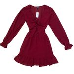 Windsor Chiffon Poet Long Sleeve Skater Dress Burgundy Photo 2