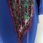 Anne Klein Long Rectangle Scarf 70" x 11" Royal Tones Floral Burgundy Signed Photo 8