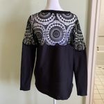 Generation Love  Black Lace Shoulders Long Sleeve Ribbed Pullover Top Size Small Photo 1
