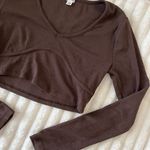 Garage  Chocolate Brown Long Sleeve Crop Top Photo 1