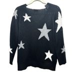 Neely Womens Sz S Star Sweater White Black Open Knit Oversized Stretchy V Neck Photo 4